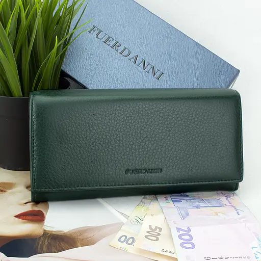 Гаманець жіночий шкіряний Fuerdanni 1180 зелений на магнітах - фото 1