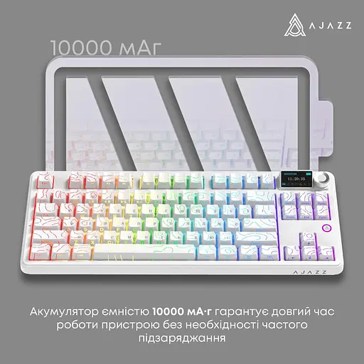 Клавіатура Ajazz AK870 V2 Side Contour White (AK870-V2-S-W) - фото 10