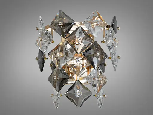 Класичне бра з кришталю на дві лампи, золотого кольору - фото 1