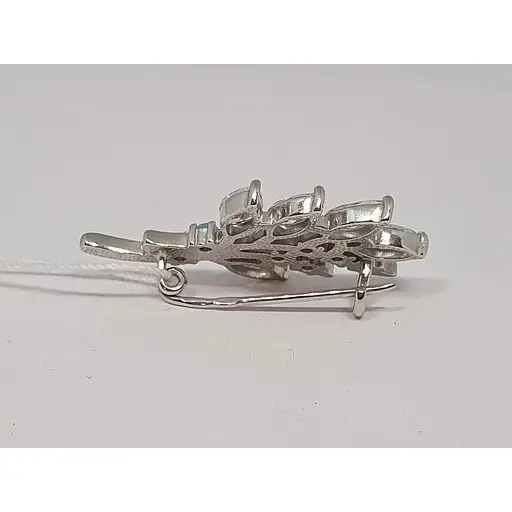 Срібна брошка Ірій з фіанітами. 9522 Блакитний/Білий - фото 2