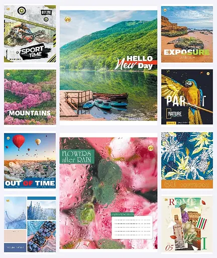 Тетради ученические 60 листов клетка Тверда 31601 Мікс 6, 10 шт. в упаковке