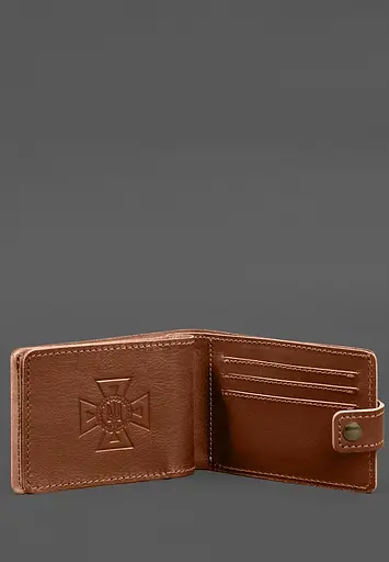 Кожаная обложка-портмоне на удостоверение ГСЧС светло-коричневая - фото 4