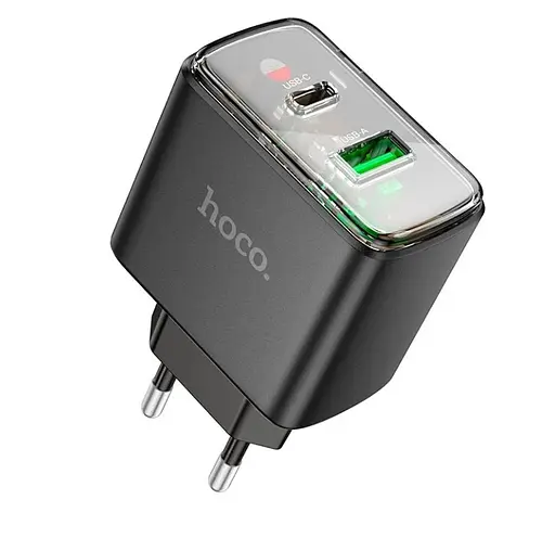 Мережевий зарядний пристрій Hoco CS42A Smart PD30W+QC3.0 charger(EU) Чорний - фото 1