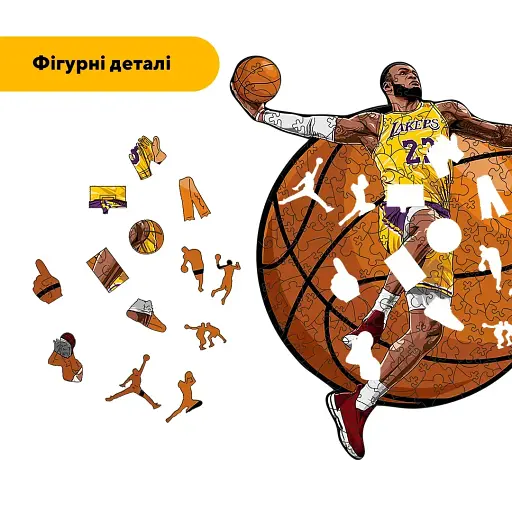 Деревянный фигурный пазл Леброн Джеймс, А4, Картонная коробка 100 элементов - фото 3