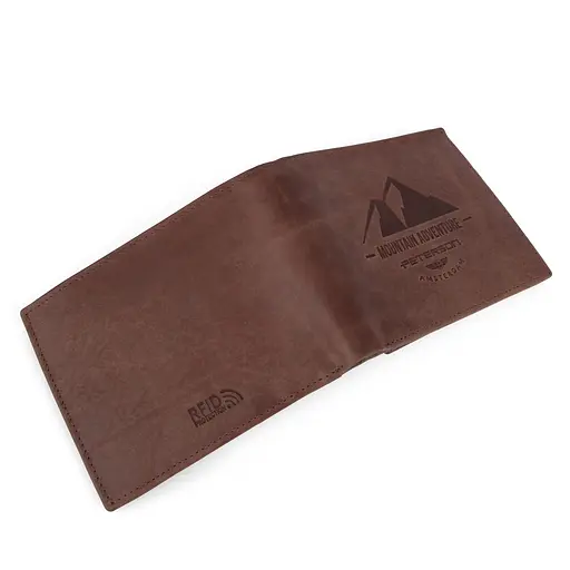 Кошелек мужской кожаный Peterson N992-BE-MOUN светло-коричневый Mountain Adventure - фото 4
