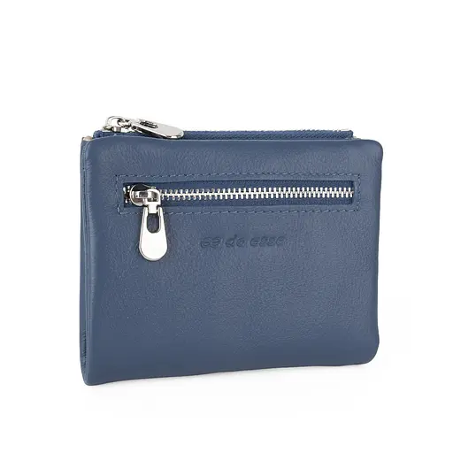 Жіночий гаманець маленький шкіряний De Esse LC14016-GD79 синій на магніті - фото 1