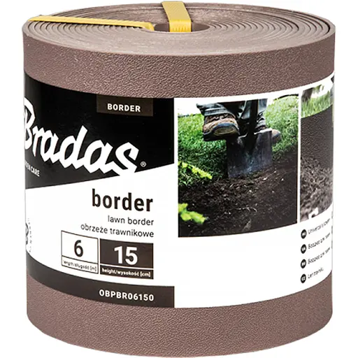 Бордюр газонний Bradas BORDER 6 м х 15 см коричневий OBPBR06150 - фото 1
