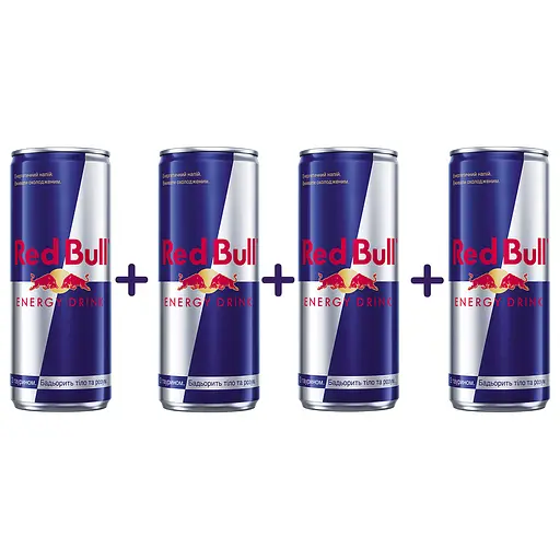 Упаковка энергетического напитка Red Bull 1 л (4 б. x 250 мл)