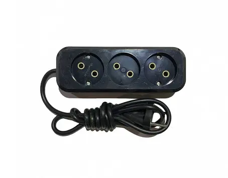 Удлинитель 1.5 метра 3 гнезд без заземлением ЧЕРНЫЙ MODERN (19076) (100% медь) ТМ LUMANO - фото 1