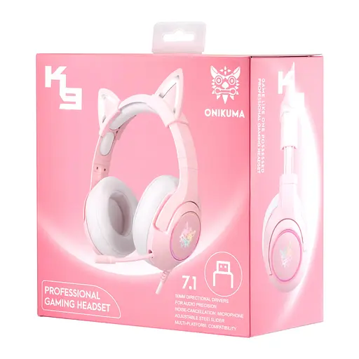 Наушники Onikuma K9 Cat Ear 7.1 розовые - фото 2