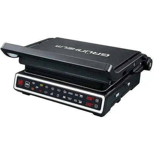 Прижимной гриль Grunhelm G1817 сенсорное управление плоская сменная поверхность 1800 Вт - фото 1