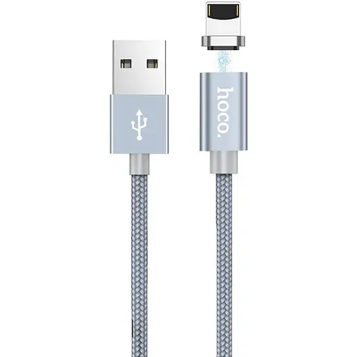 Кабель Hoco U40A magnetic adsorption Lightning charging cable Темно-серый