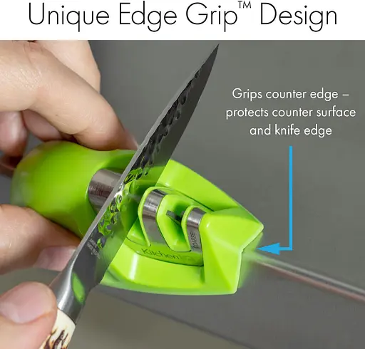 Точило для ножів із керамічними ножами та лезами з карбіду 9.5х5 см, Kitchen Master Червоний 87103 - фото 3