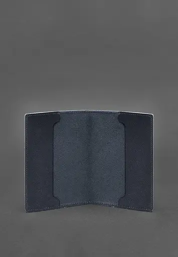 Кожаная обложка для удостоверения офицера 9.0 темно-синяя - фото 3