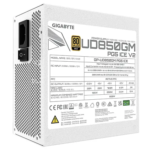 Блок живлення Gigabyte UD850GM PG5 V2 850W 80+ Gold White (GP-UD850GM PG5 V2 ICE) - фото 1
