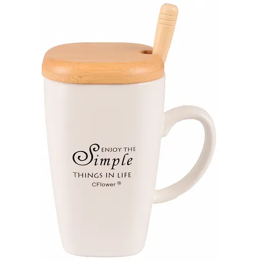 Чашка Led Simple Things А с бамбуковой крышкой и ложкой 360 мл (B060382)