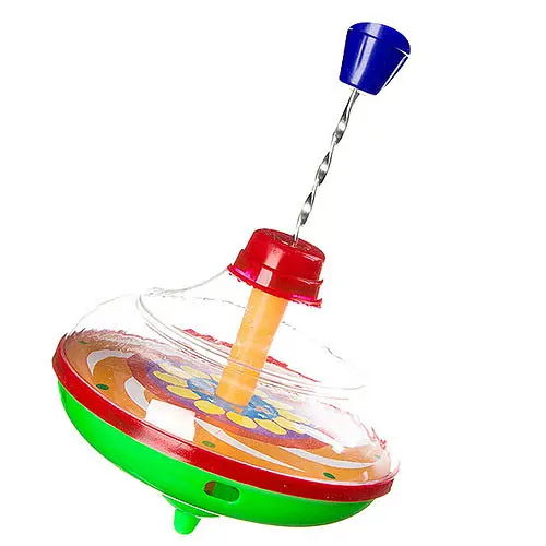 Дитяча іграшка заводна Дзига Metr+ 850, висота 13 см, в сітці Зелений - фото 1