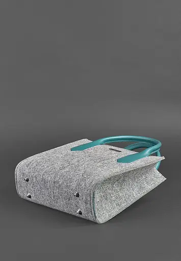 Женская фетровая сумка-кроссбоди Blackwood с кожаными бирюзовыми вставками - фото 4