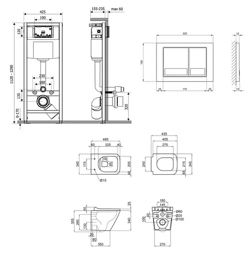 Набір Q-tap Nest 4 в 1 підвісний унітаз Tern Ultra Quiet 490x365x325 + комплект інсталяції QT1733052EUQW45157 - фото 2