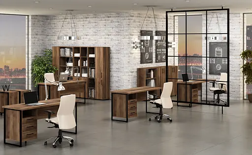 Стіл прямий лофт з тумбою ОП-172 Orange-Line 1400х600х750 Чорний/Дуб Бароко рістретто - фото 4