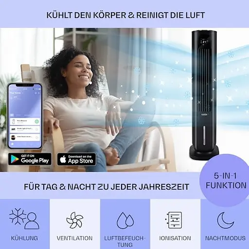 Охолоджувач повітря Klarstein Polar Tower Smart 4 - in-1 Чорний (10035831) - фото 7