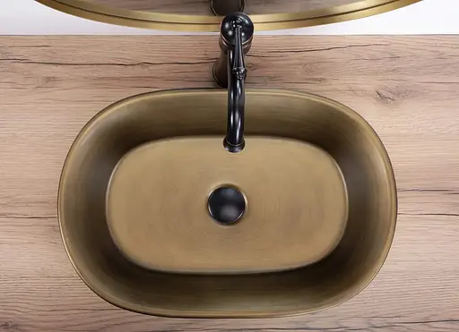 Умивальник Rea Wilma Rustic накладний REA-U3305, Коричневий - фото 6