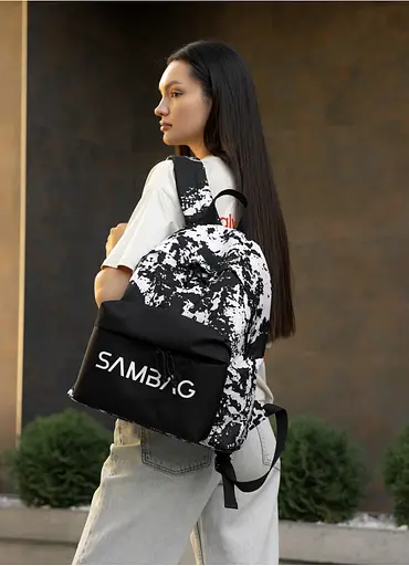 Женский рюкзак Sambag Active черный тканевый с принтом "split" 40 х 33 х 14 см (11811145) - фото 5