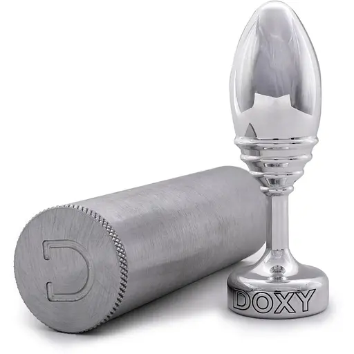 Металева анальна пробка Doxy Butt Plug Ribbed ребристий діаметр 3.3 см - фото 4