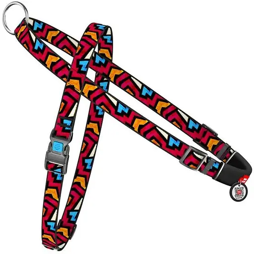 Шлейка для собак Waudog Nylon быстросъемная с QR паспортом, рисунок "Граффити", пластиковый фастекс