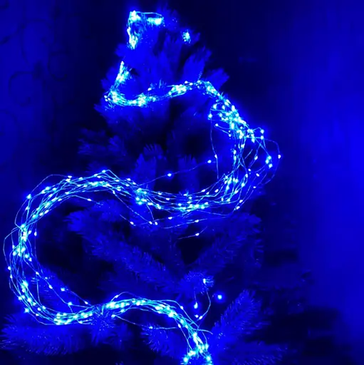 Новогодняя конусная гирлянда 3 м 10 нитей 300 LED лампочек Синий - фото 5