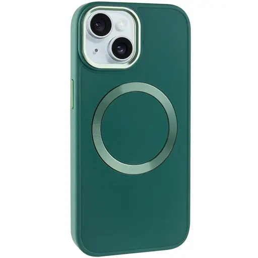 Чохол Epik TPU Bonbon Metal Style with MagSafe для Apple iPhone 15, 6.1 Зелений/Pine green - фото 1