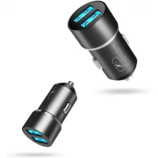 Автомобільний зарядний пристрій Sky Dolphin SZ02L AluMinium (2USB, 2.4A) Black (AZP-000071) + кабель Lightning - фото 6