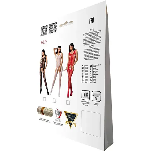 Бодістокінг Passion з імітацією панчіх і ажурною вставкою BS072 Black - фото 8