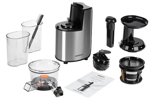 Соковитискач Ardesto JEG-1330S шнекова, 200Вт, 1 швидкість, &quot;крапля стоп&quot;, завантаження &quot;цілком&quot; шириною 40мм, обсяг резервуара для м'якоті: 0.6л, обсяг резервуара для соку: 0.6л, нержавійка - фото 4