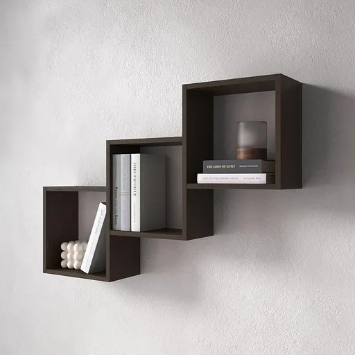 Полиця настінна Vays M-13 Венге Темний на 3 комірки ЛДСП 98x18x66 см для книг декору дому вітальні офісу