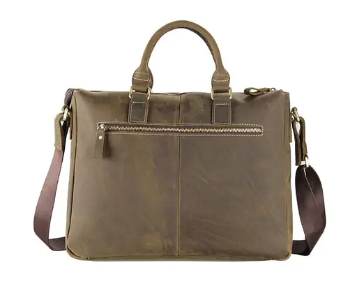 Мужская сумка из лошадиной винтажной кожи в коричневом цвете John McDee 38х7.5х30.5 см sum0028400 - фото 5