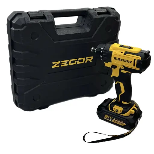 Шуруповерт профессиональный аккумуляторный Zegor CDP-21Q/21В/37 Нм/две скорости/2 батареи 21 В 2 Ач/реверс/подсветка/кейс
 - фото 9