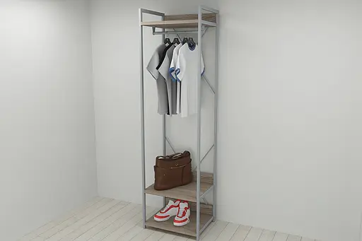 Шафа Гардероб Уні секція 1 серії Конект Ferrum-decor 220x60x50см Сірий метал ДСП Дуб Сонома Трюфель 32 мм (FRD-104506)