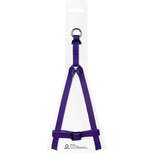 Шлея котів та дрібних собак Waudog Classic шкіряна з QR паспортом, пластиковий фастекс, XS фіолетовий - фото 3