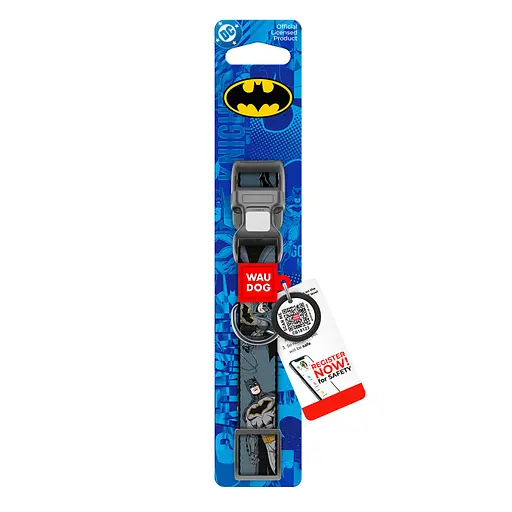 Ошейник для собак нейлоновый Waudog Nylon с QR-паспортом "Тень Бэтмена" пластиковый фастекс XL Ш 25 мм Д 37-58 см - фото 3