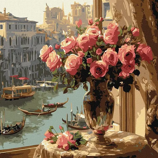 Картина по номерам "Троянди у Венеції" ©art_selena_ua KHO6412, 40x40 см