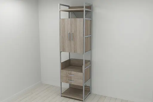 Шкаф Гардероб Уни секция 5 серии Конект Ferrum-decor 220x60x50см Серый металл ДСП Дуб Сонома Трюфель 32 мм (FRD-104518)