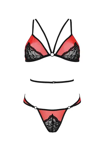 Комплект білизни Passion Peonia Set XXL/XXXL red бра трусики - фото 3