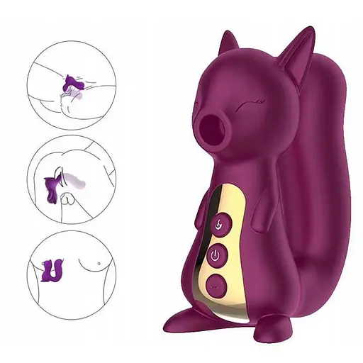 Вакуумный вибратор силикон с подогревом Белочка 10 режимов водостойкий 10x3 см Бордовый - фото 6