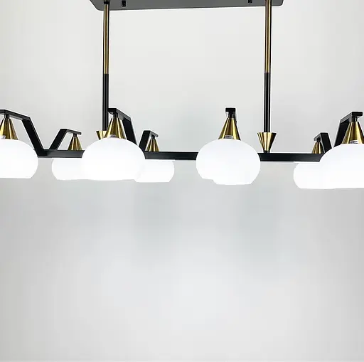 Витончена люстра в чорному корпусі з білими плафонами Line.F Кількість ламп 6 - фото 8