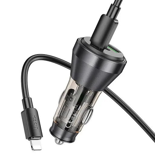 Зарядное устройство - Автоадаптер на 3 выхода - Hoco NZ12D Lucky 60 W с кабелем USB-C - Lightning - фото 1