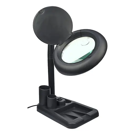 Лупа двойная на гибкой ноге с подставкой 808 с LED-подсветкой 220V (большая лупа d=90 мм, 3x; малая лупа d=20мм, 5x) - фото 2