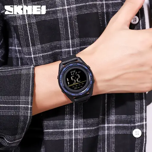 Мужские спортивные часы Skmei 1638 (Синий кант с черным циферблатом) - фото 7