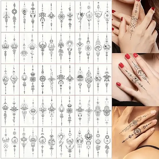 Набор детских часов тату Черные мини №2 black-tattoo-mini-set-2-3, 30 штук по 9,5*5,5 см