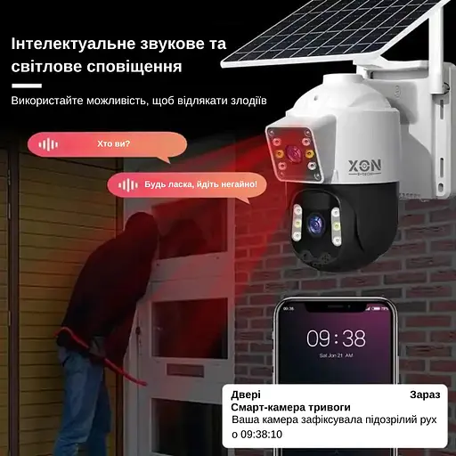 IP-камера уличная с аккумулятором и двойным объективом XON SmartCam 4G 8000mAh Solar 1080P (KCBSM22VW 7478) Белая - фото 11